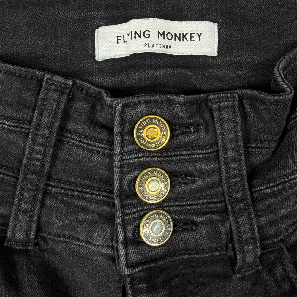 Flying Monkey Platinum High Rise Skinny Jeans Black Raw Hem Y3333-E Womens 27 - Picture 5 of 9